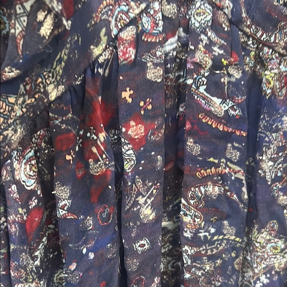 IRO SILK  Metalic Skage Ruffle-Trim Midi Dress Sz M - Picture 3 of 10